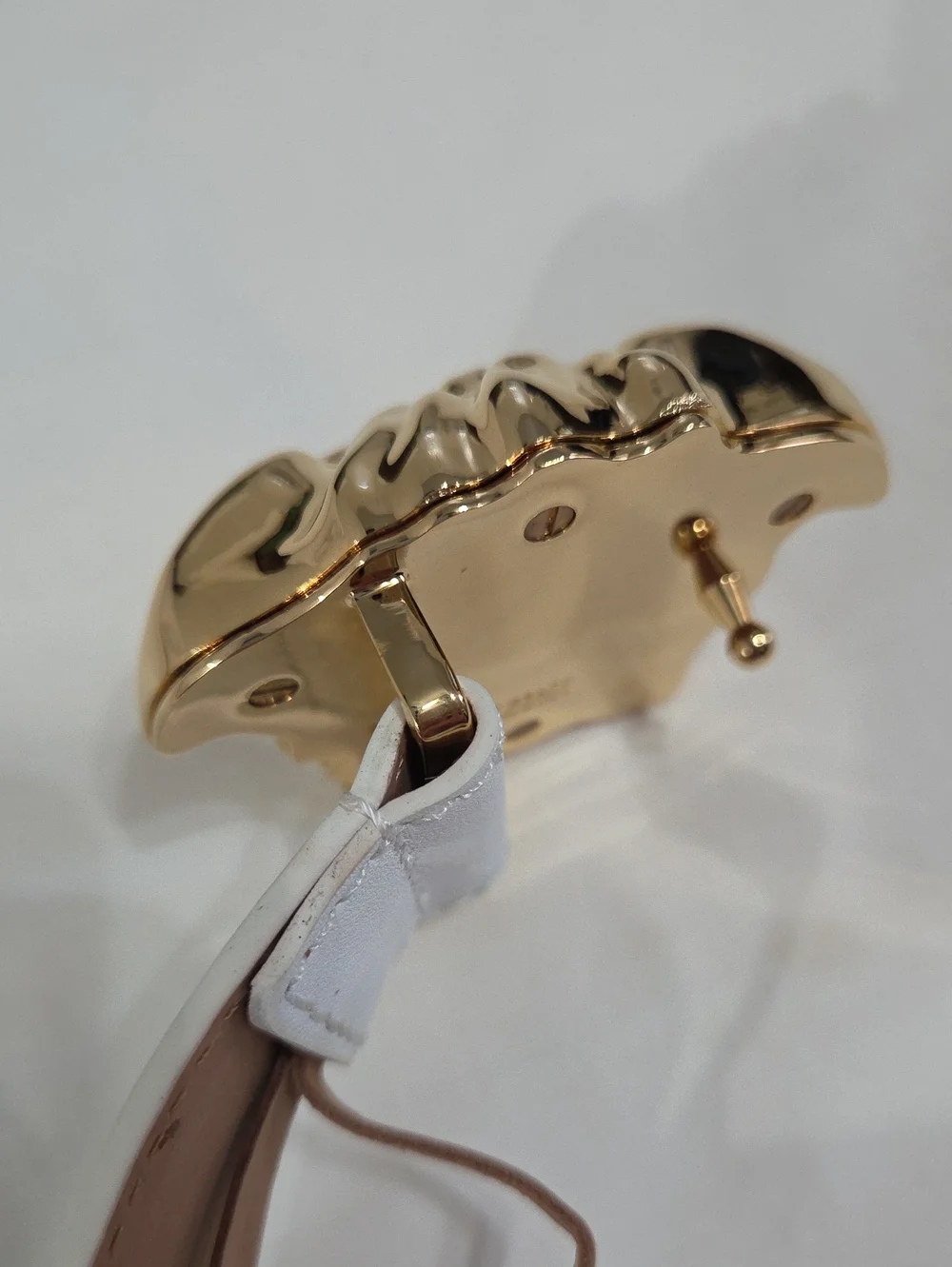 Versace White Leather Belt with Gold 3D Medusa Buckle